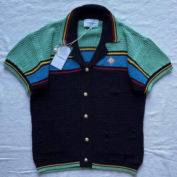 Casablanca Men Crochet Tennis Shirt XLarge Size - Picture 4 of 8